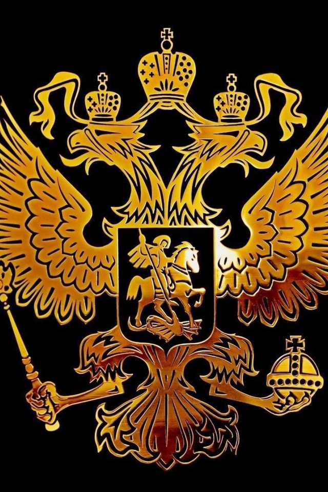 Russian coat of arms golden wallpaper 640x960