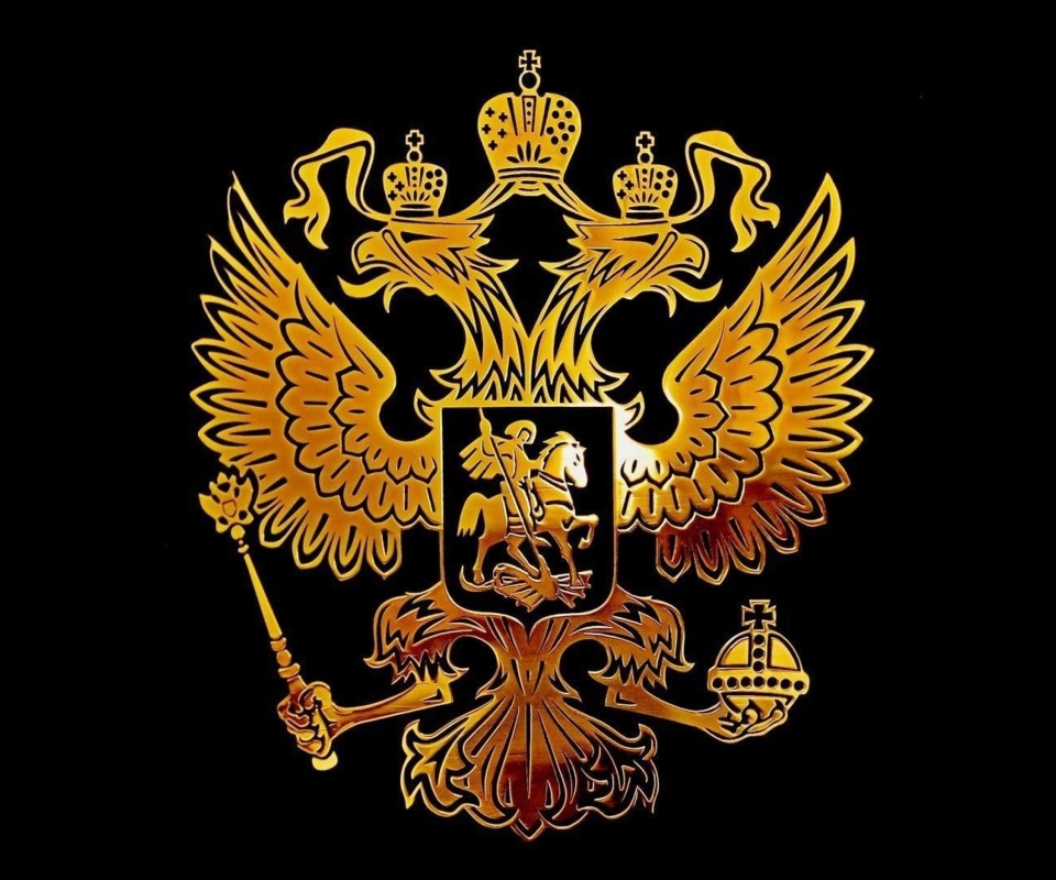 Russian coat of arms golden wallpaper 960x800