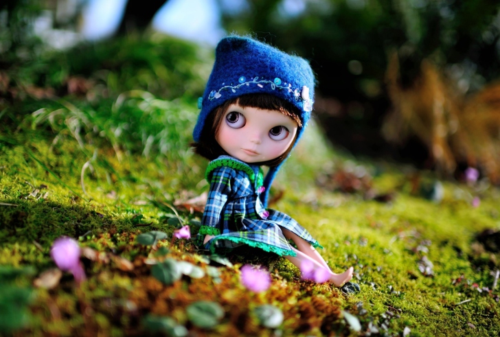 Cute Doll In Blue Hat wallpaper