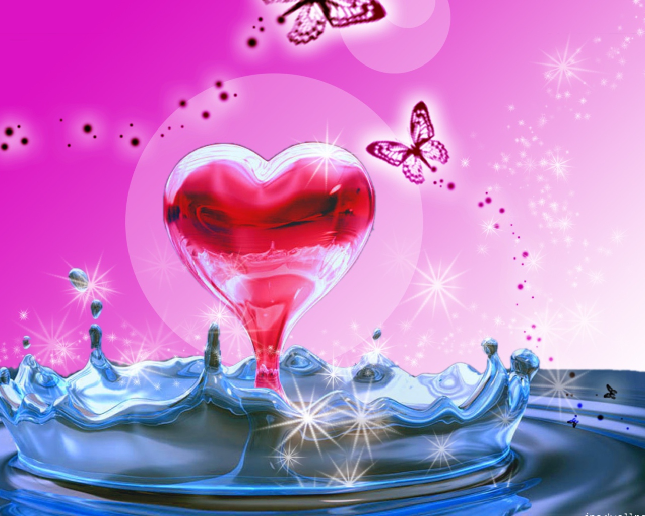 Screenshot №1 pro téma 3D Heart In Water 1280x1024