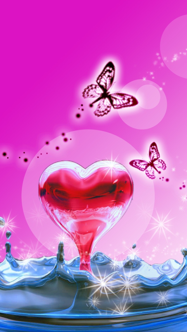 Screenshot №1 pro téma 3D Heart In Water 640x1136