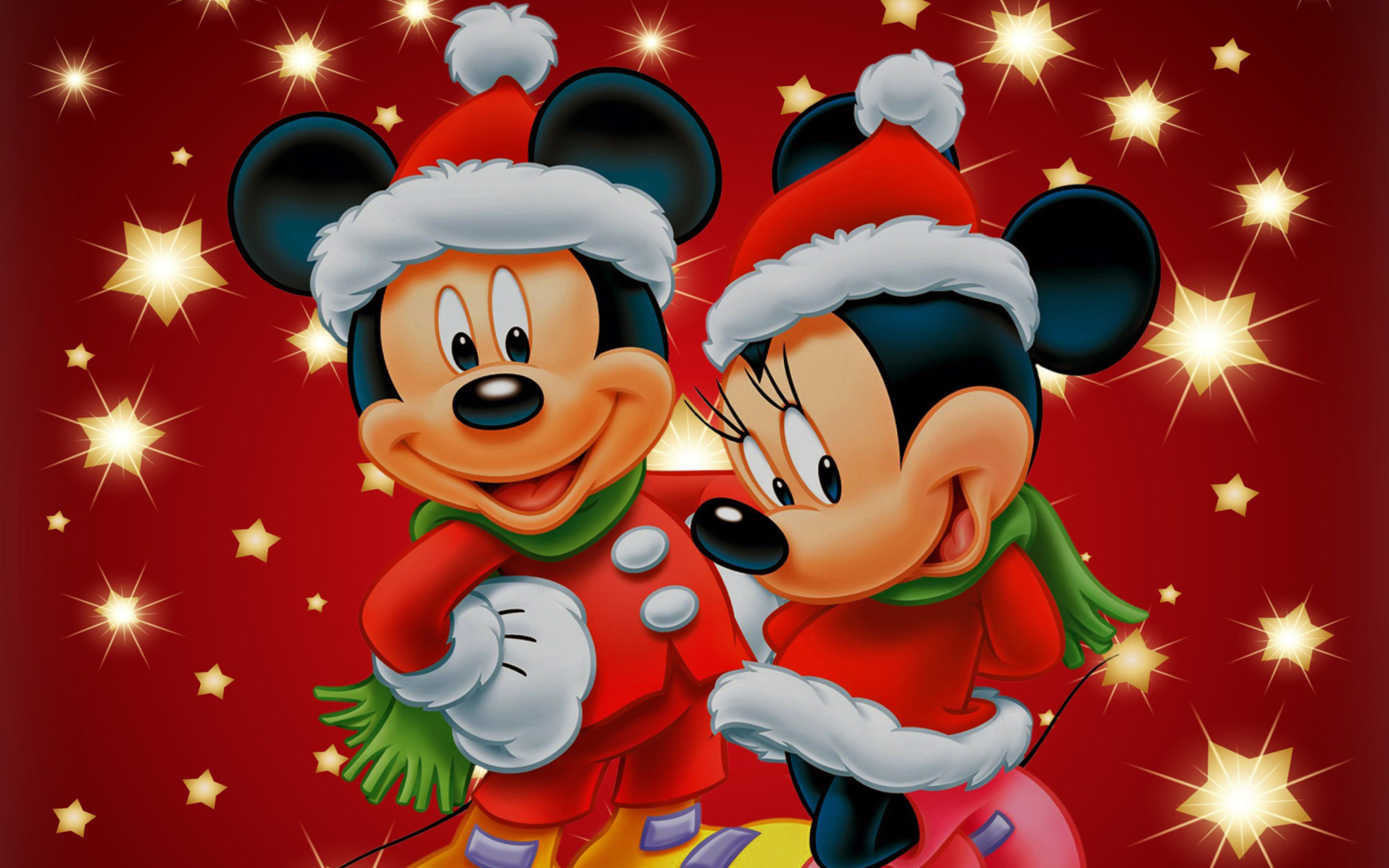 Fondo de pantalla Mickey And Mini Mouse Christmas Time 1680x1050