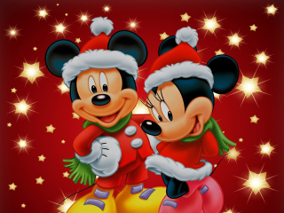 Das Mickey And Mini Mouse Christmas Time Wallpaper 320x240