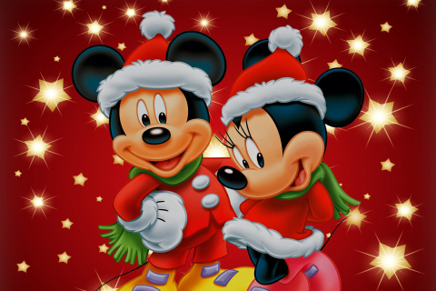 Mickey And Mini Mouse Christmas Time wallpaper 480x320