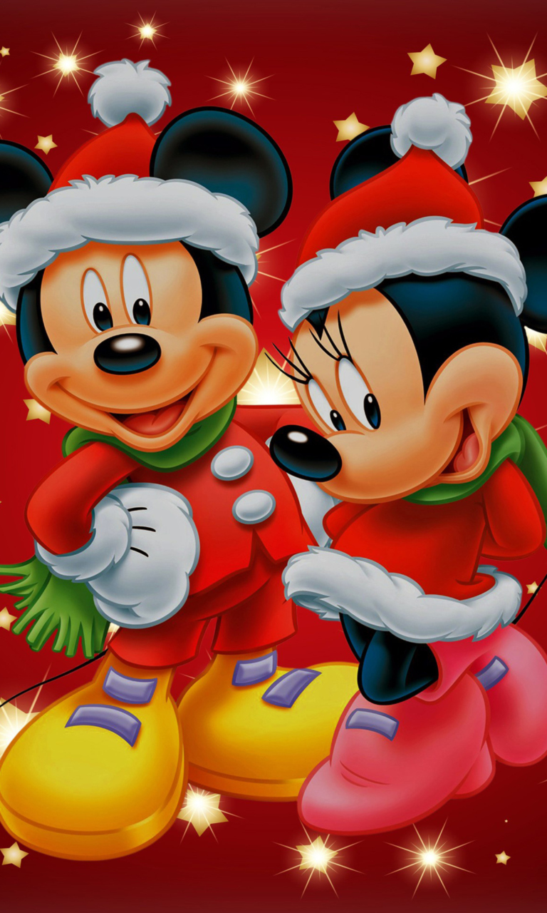 Sfondi Mickey And Mini Mouse Christmas Time 768x1280