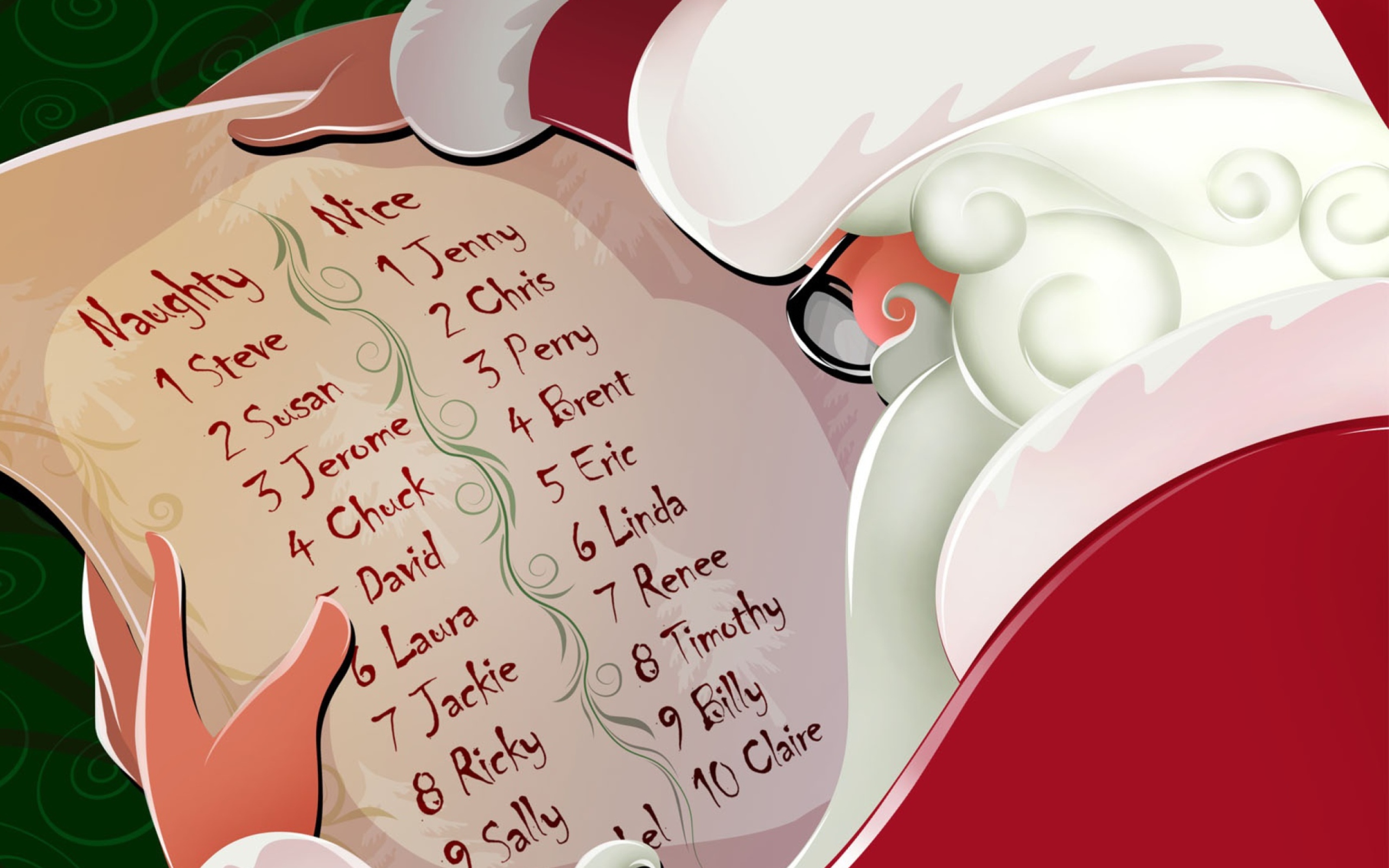 Обои Santa Claus Christmas List 2560x1600