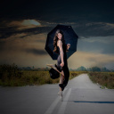 Ballerina with black umbrella screenshot #1 128x128
