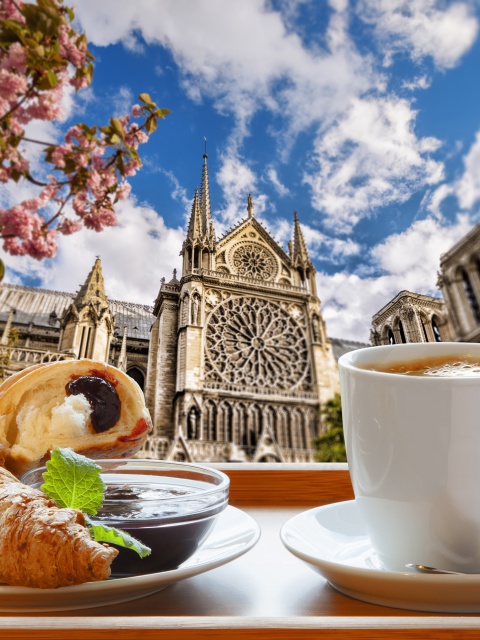 Breakfast in Paris wallpaper 480x640