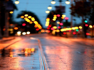 Das City Lights After Rain Wallpaper 320x240