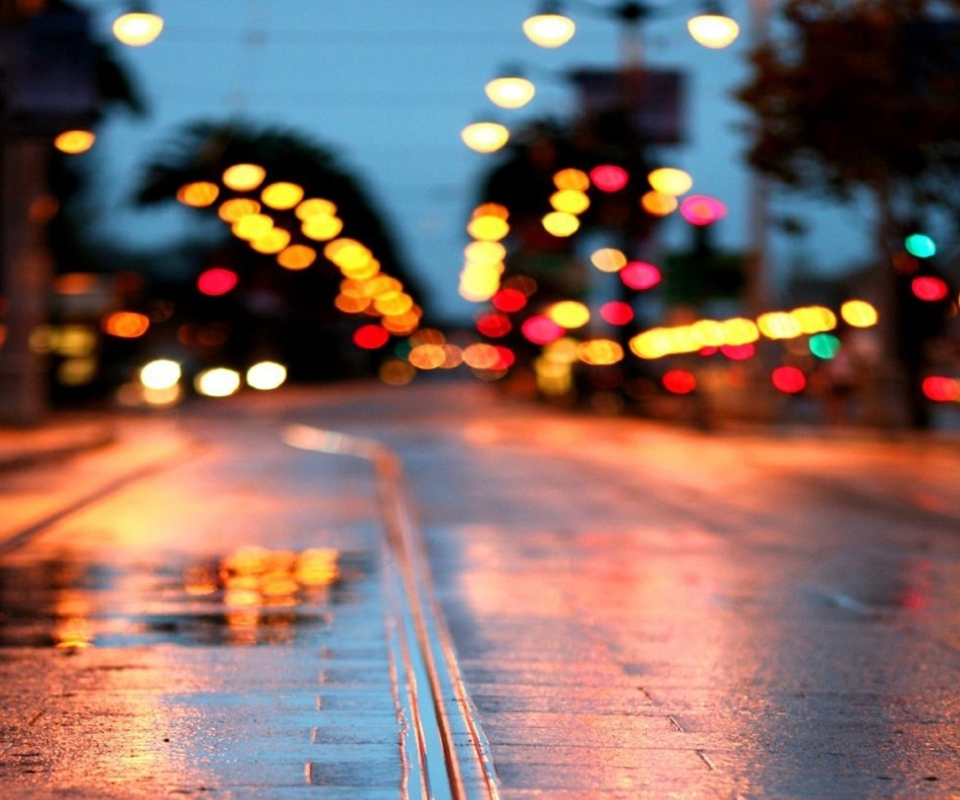 City Lights After Rain wallpaper 960x800