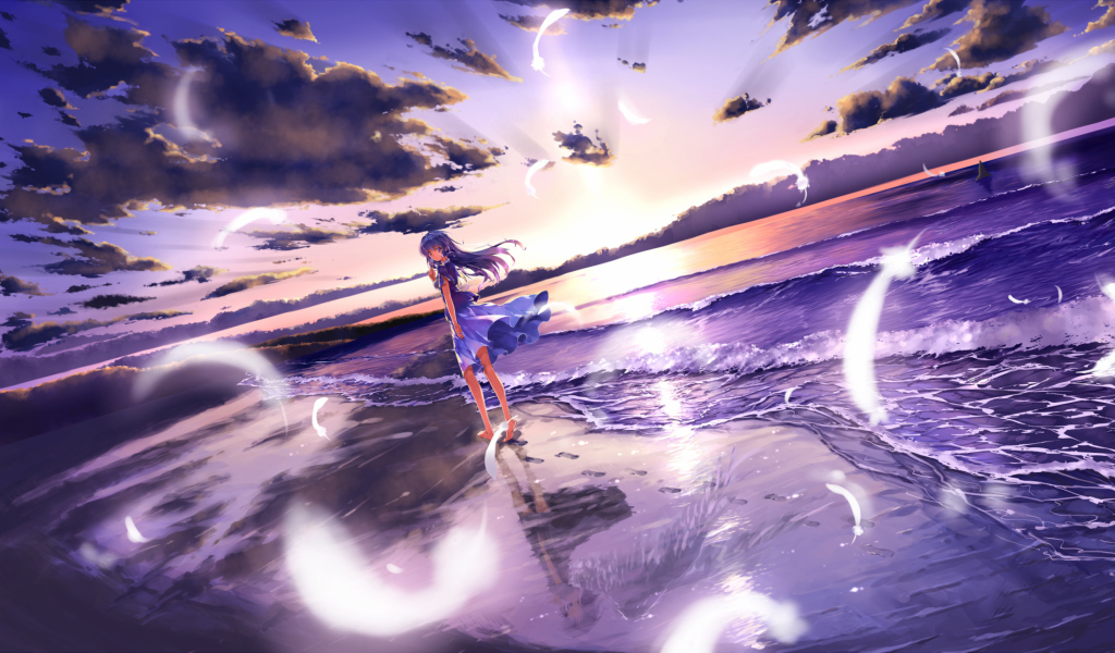 Screenshot №1 pro téma Anime Girl On Beach 1024x600