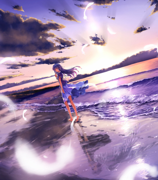 Anime Girl On Beach papel de parede para celular para 480x640