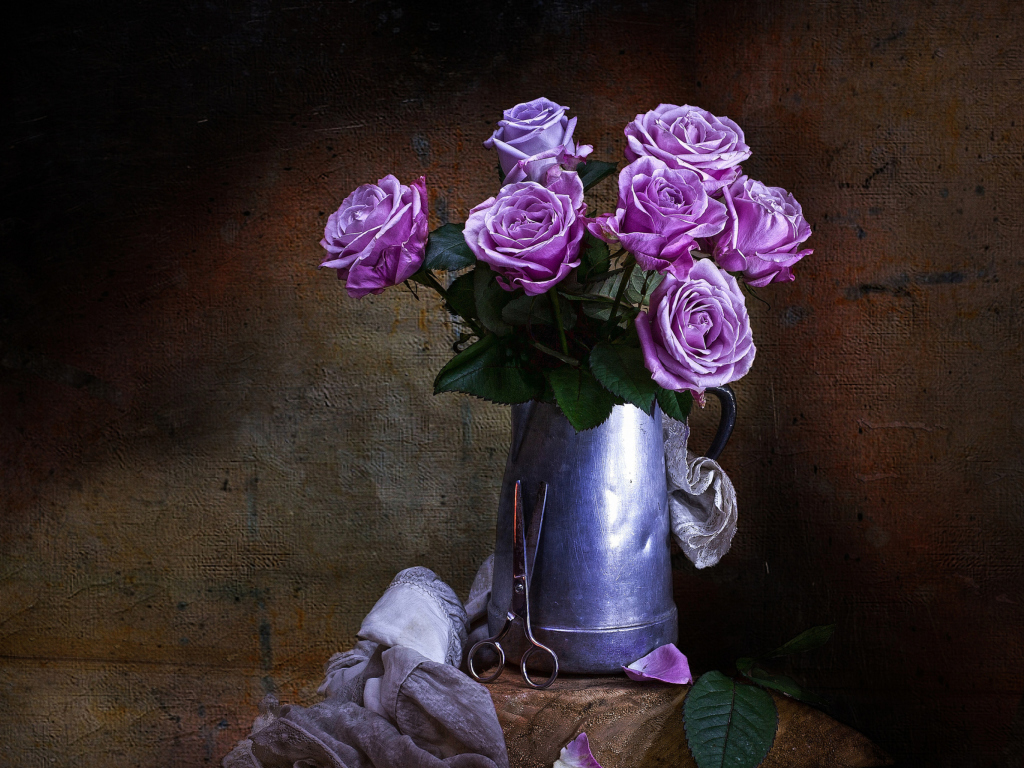 Fondo de pantalla Purple Roses Bouquet 1024x768