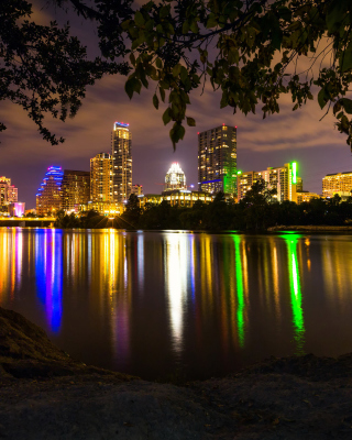 Обои USA Skyscrapers Rivers Austin Texas Night Cities для iPhone 4