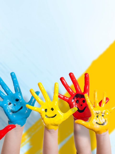 Fondo de pantalla Painted Kids Hands 480x640