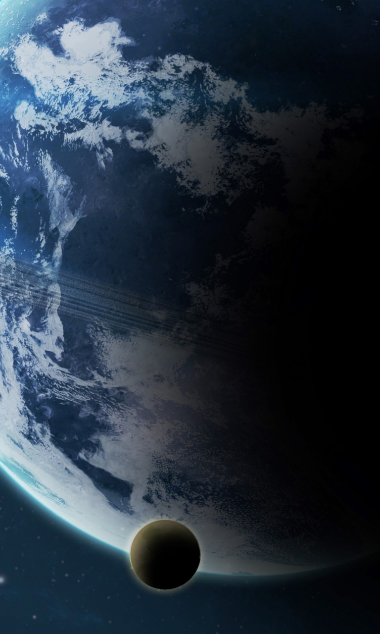 Screenshot №1 pro téma Blue Planet With Dark Satellite 768x1280