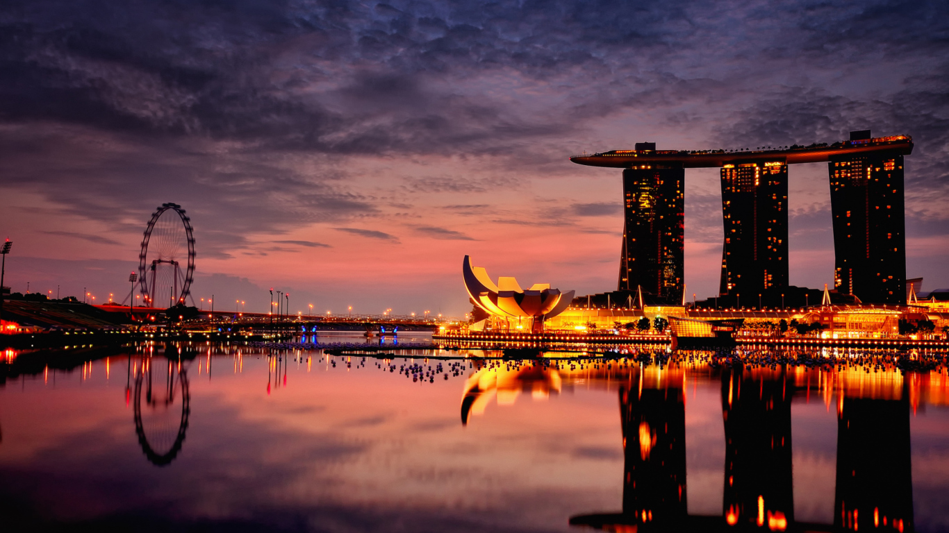 Fondo de pantalla Singapore's Skyscraper Infinity Pool 1366x768