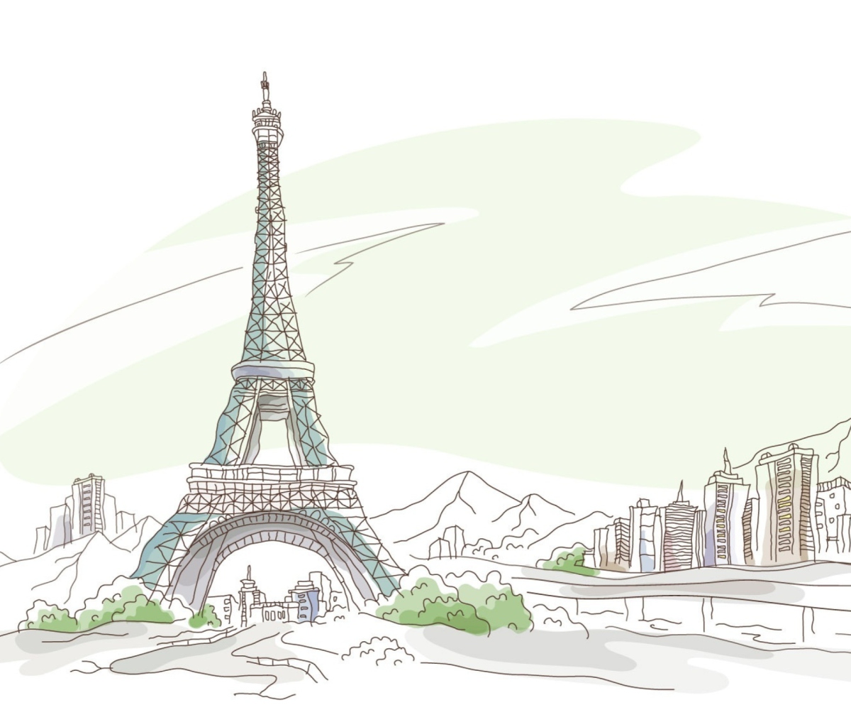 Screenshot №1 pro téma Drawing Of Eiffel Tower 1200x1024