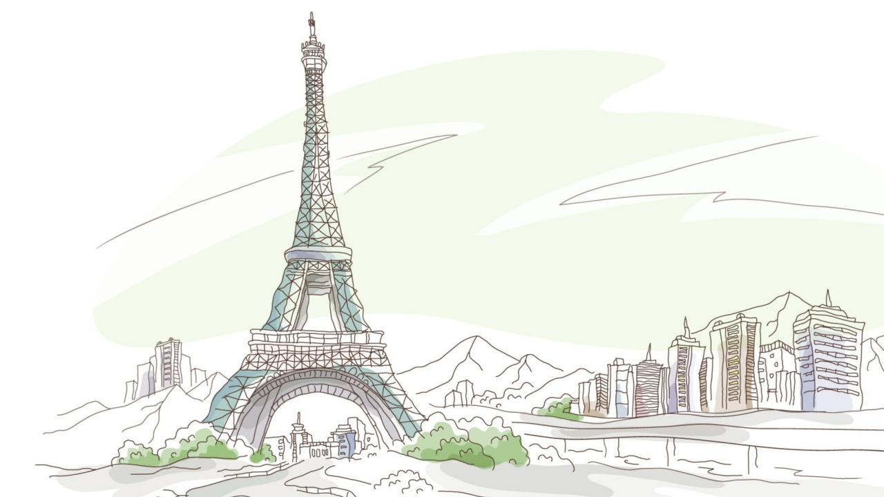 Screenshot №1 pro téma Drawing Of Eiffel Tower 1280x720