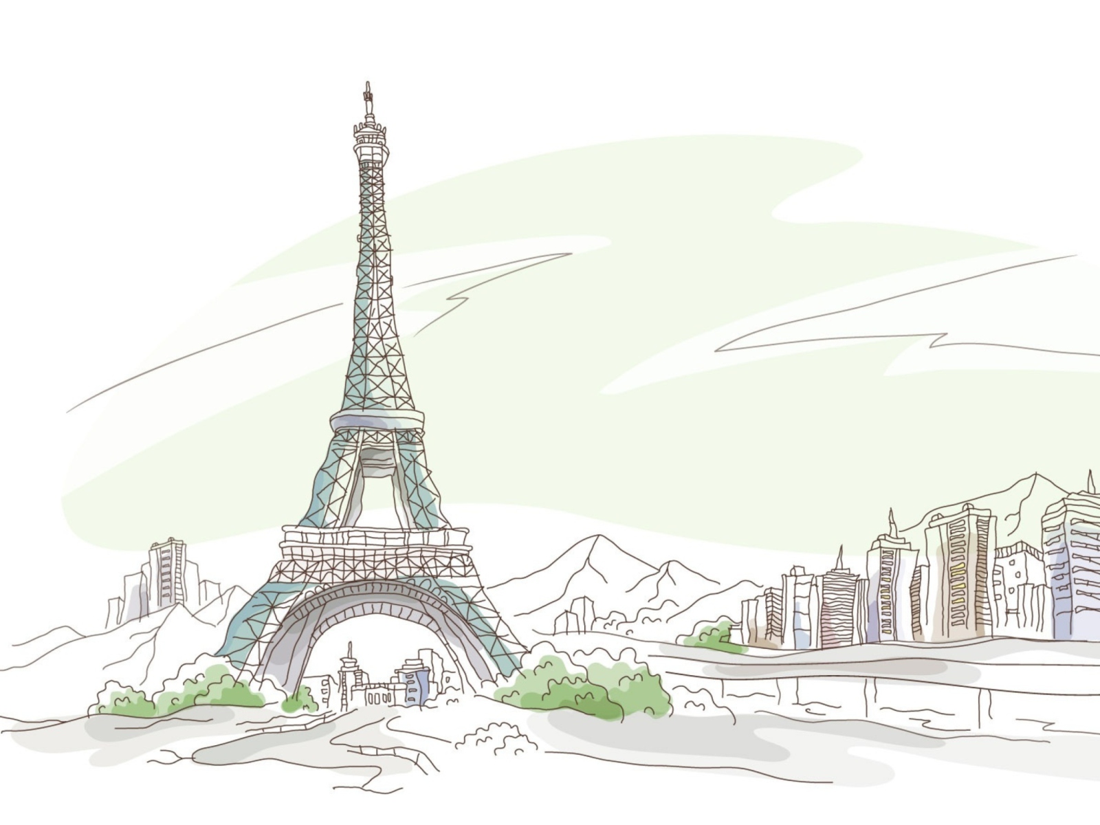 Screenshot №1 pro téma Drawing Of Eiffel Tower 1600x1200