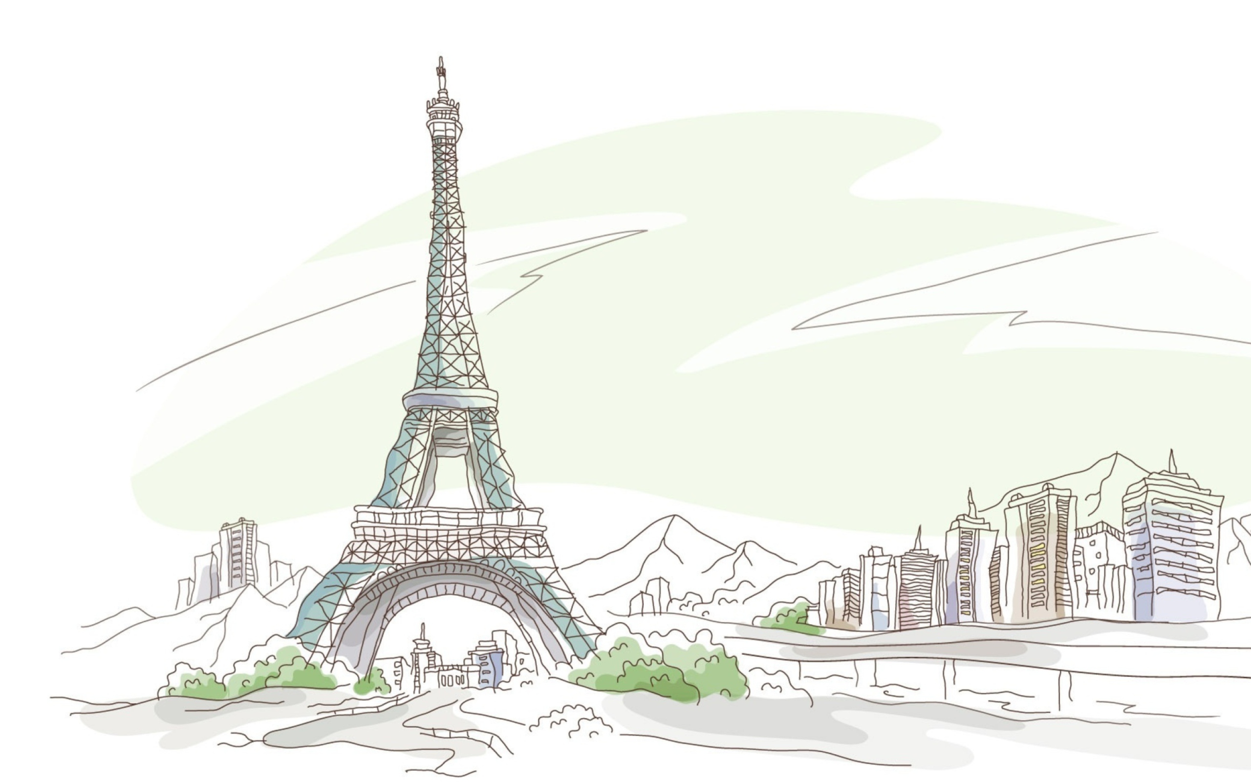 Screenshot №1 pro téma Drawing Of Eiffel Tower 2560x1600