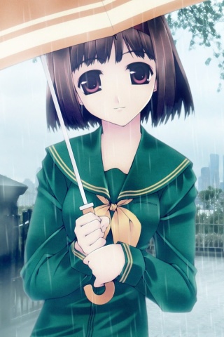 Das Anime Girl in Rain Wallpaper 320x480
