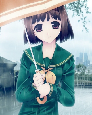 Kostenloses Anime Girl in Rain Wallpaper für Nokia C2-01
