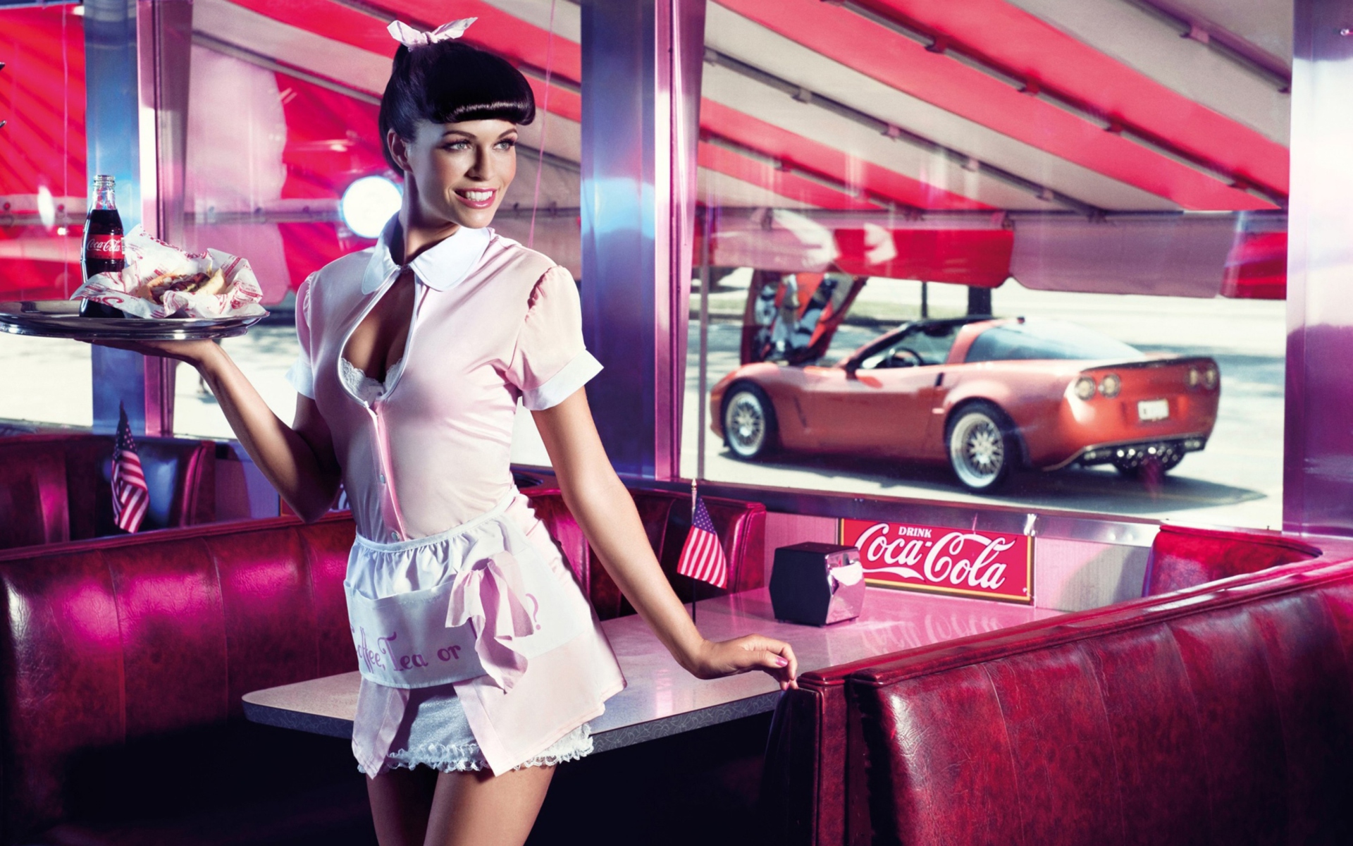 Das American Waitress Wallpaper 1920x1200