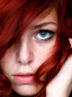 Обои Beautiful Redhead Girl Close Up Portrait 240x320
