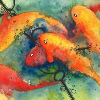 Painting Koi Water Color Wallpaper for 2048x2048