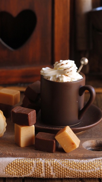Coffee with candy wallpaper 360x640