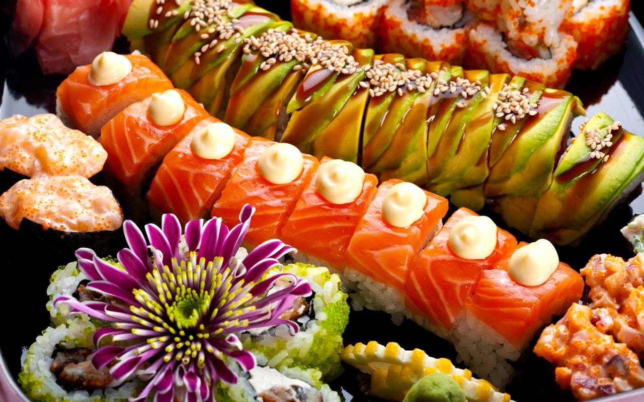 Screenshot №1 pro téma Seafood Salmon Sushi 1280x800