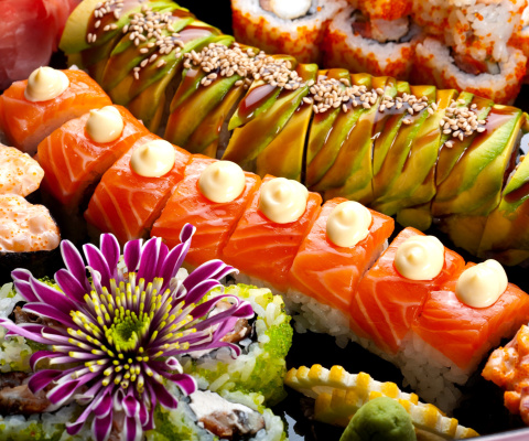 Screenshot №1 pro téma Seafood Salmon Sushi 480x400