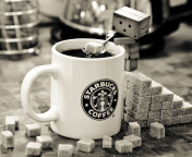 Danbo Loves Starbucks Coffee wallpaper 176x144