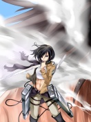 Das Attack on Titan with Eren and Mikasa Wallpaper 132x176