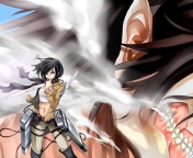 Das Attack on Titan with Eren and Mikasa Wallpaper 176x144