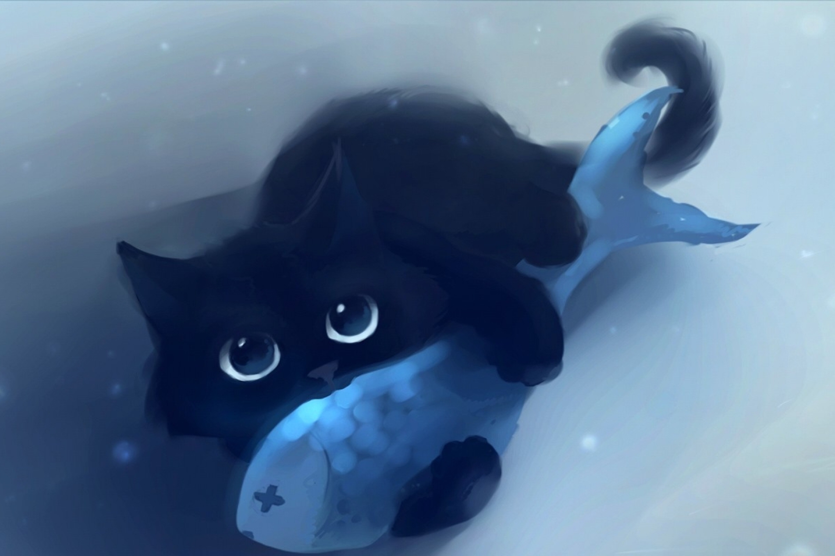 Sfondi Black Cat & Blue Fish 2880x1920