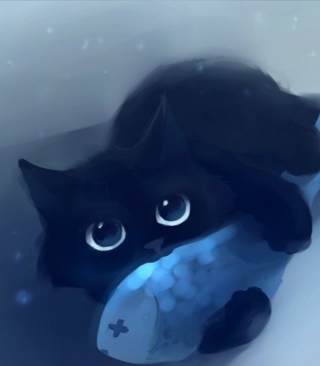 Black Cat & Blue Fish - Obrázkek zdarma pro iPhone 6 Plus