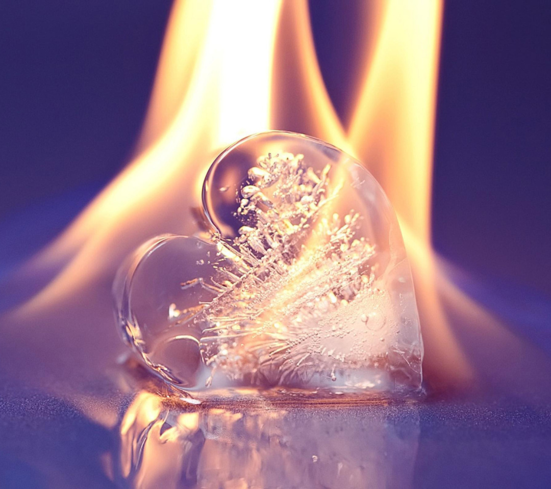 Ice heart in fire wallpaper 1080x960
