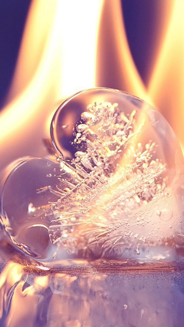 Ice heart in fire wallpaper 640x1136