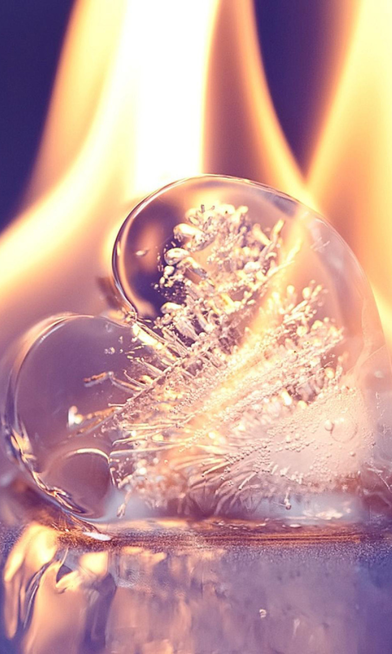 Sfondi Ice heart in fire 768x1280