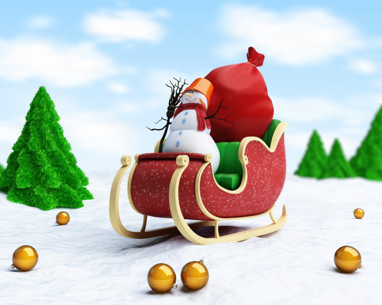 Screenshot №1 pro téma Santa's Snowman 1280x1024