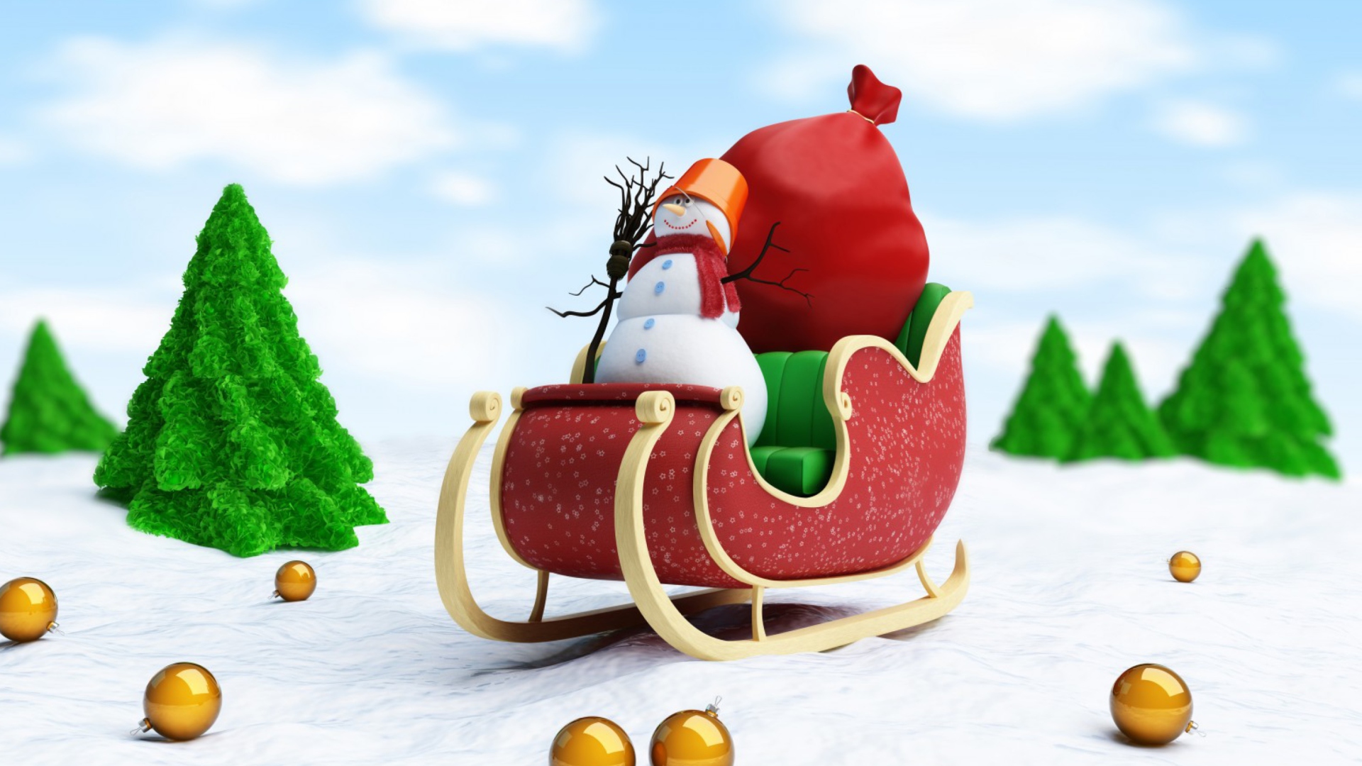 Fondo de pantalla Santa's Snowman 1920x1080
