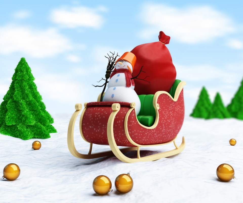 Santa's Snowman wallpaper 960x800