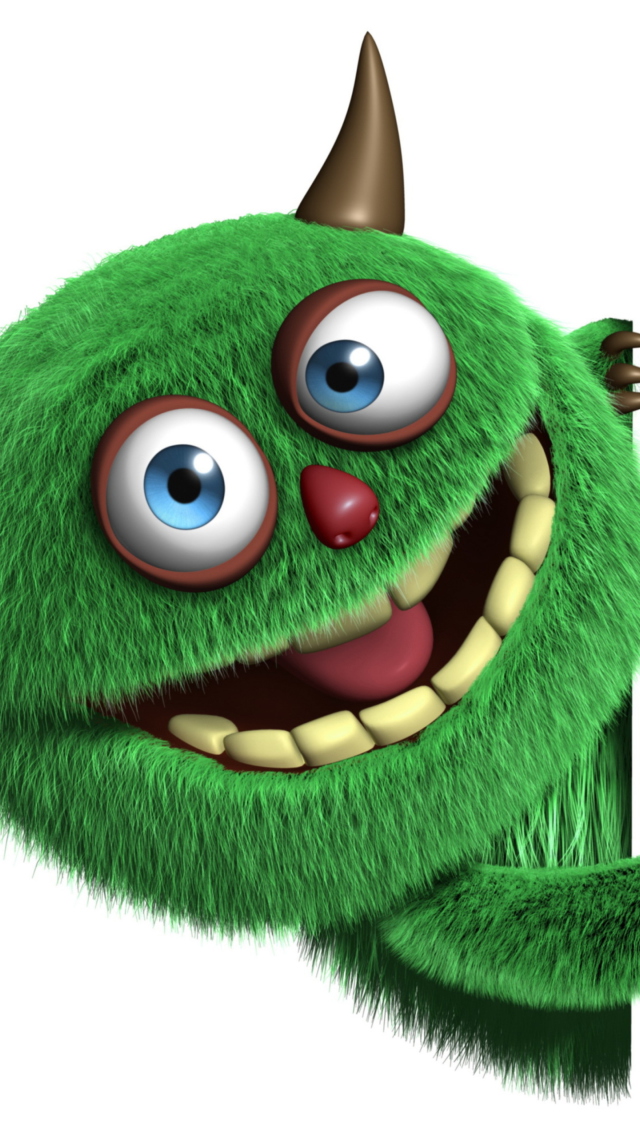 Fluffy Green Monster wallpaper 640x1136