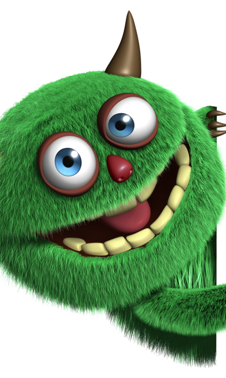 Fondo de pantalla Fluffy Green Monster 768x1280