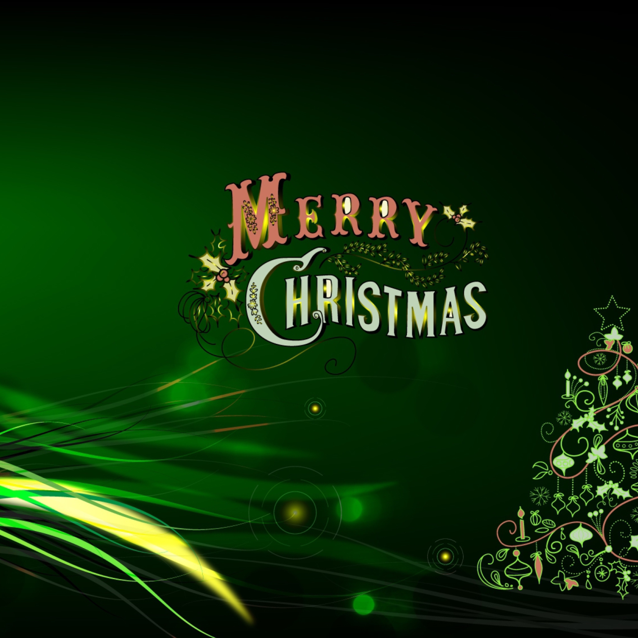 Das Green Merry Christmas Wallpaper 2048x2048