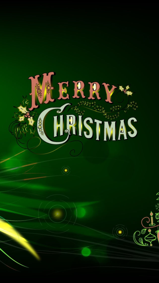 Green Merry Christmas wallpaper 640x1136