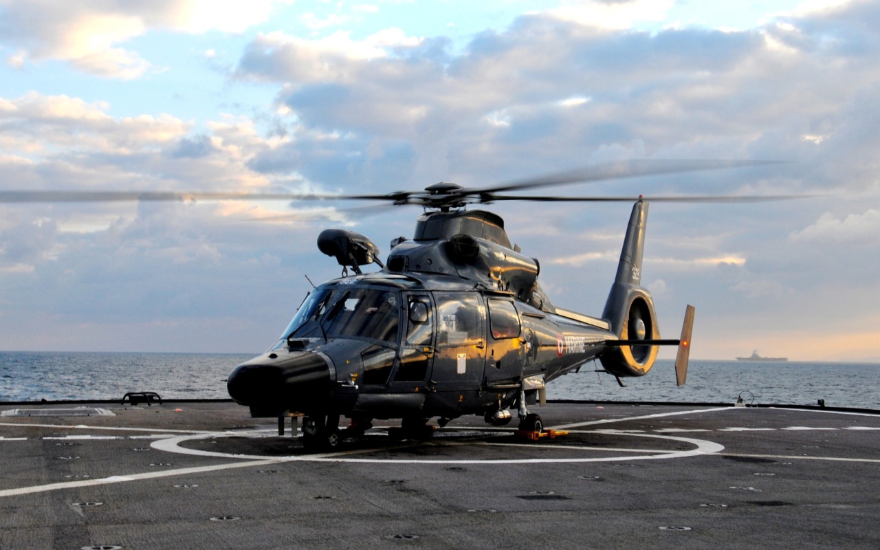 Обои Helicopter on Aircraft Carrier 1280x800