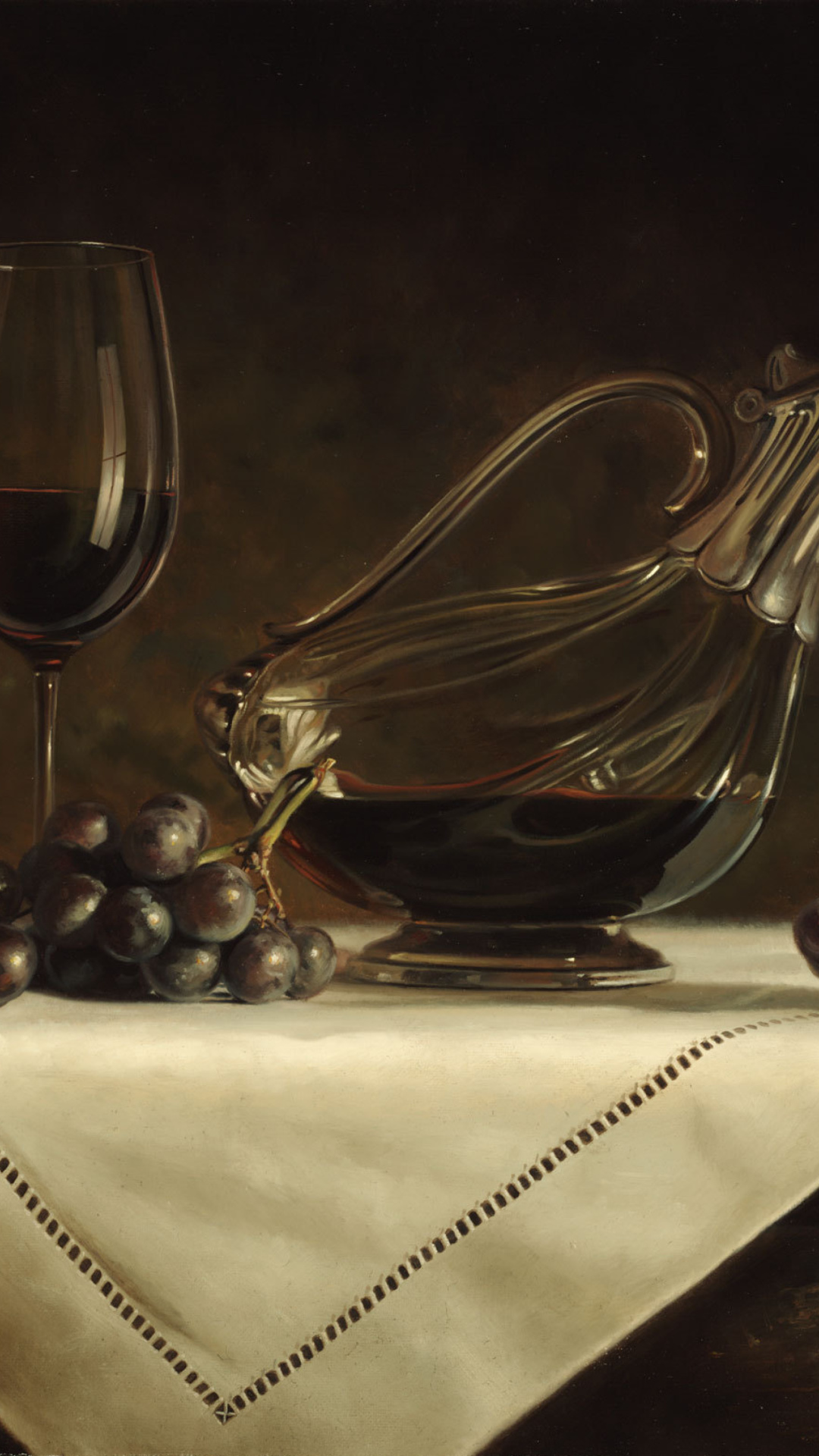 Обои Still life grapes and wine 1080x1920